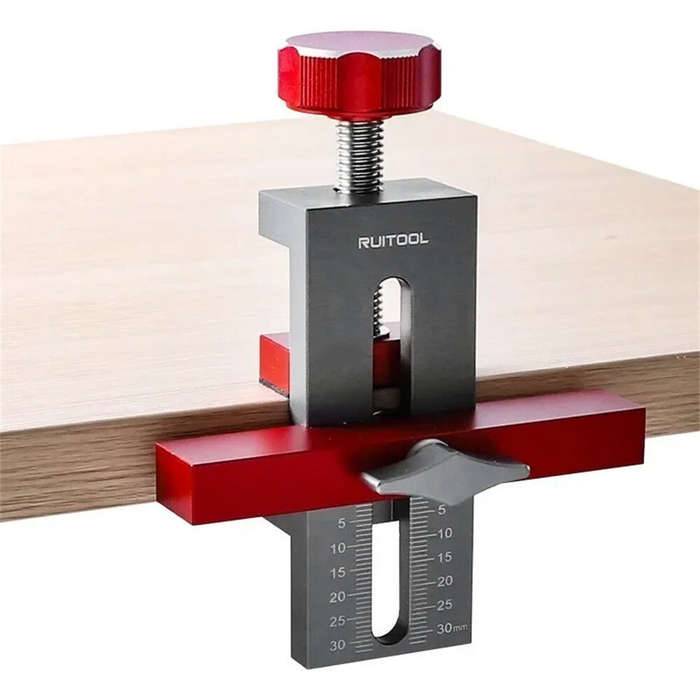 Red - RUITOOL Cabinet Door Mounting Jig Aluminum Alloy Installation Positioner Cabinet Hardware Jig