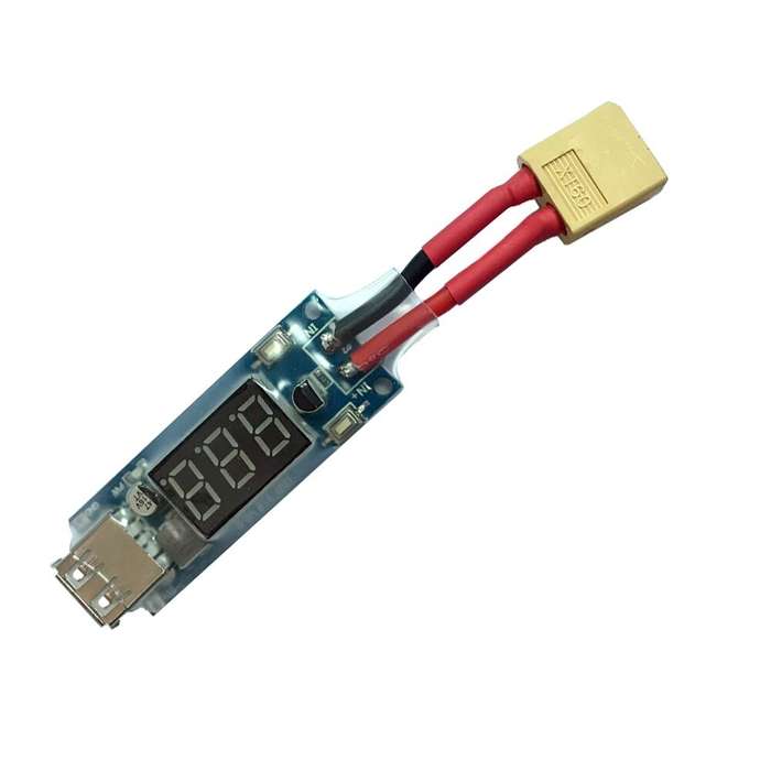 T Plug - 2-8S LiPo Battery Voltage Display Charger Converter XT60 T Plug to Micro USB Board