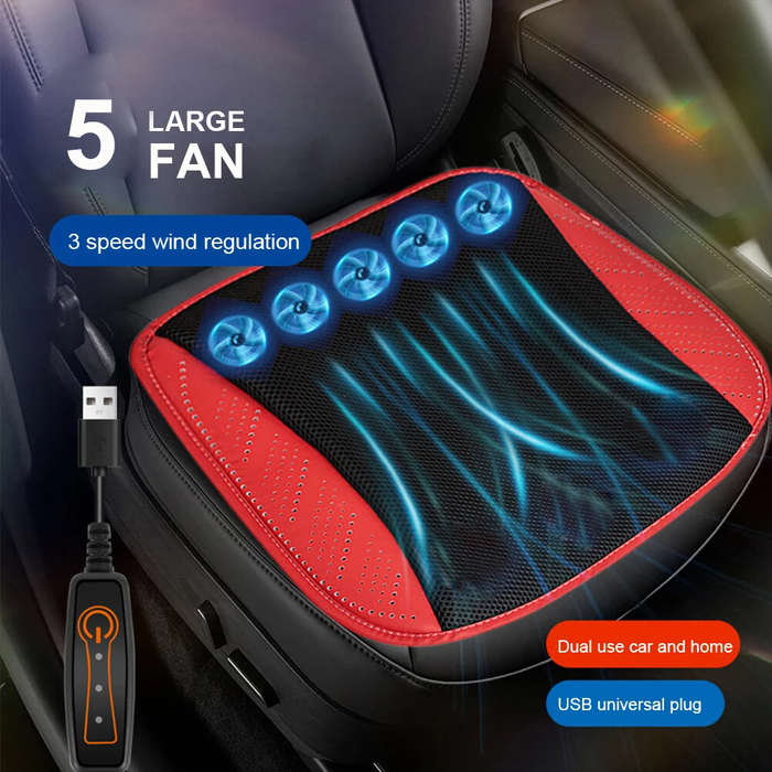 Blue - Car Seat Ice Silk Cooling Pad Car Seat Cushion Summer Cooling Ventilation Seat Pad with USB F