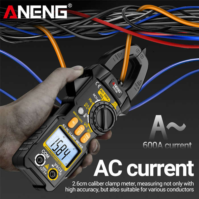 Black - NEW ANENG PN108 Clamp Meter High-Precision AC/DC Voltage Current Tester 600A 600V Auto Power