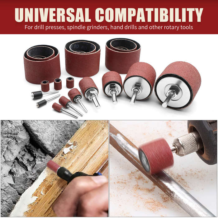 #A - Sanding Drum Kit 37 Pcs Rubber Spindle Sanding Drum Sander Tool Kit Set for Drill Press for Hom