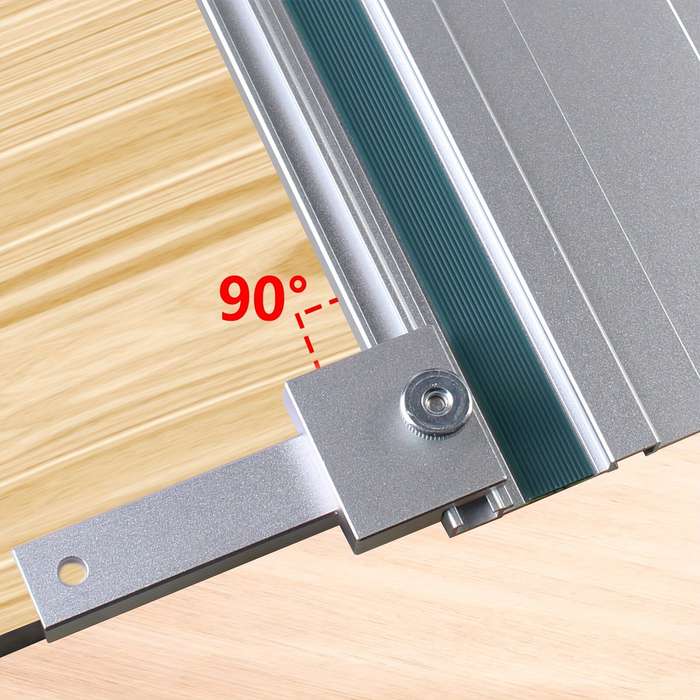 Silver - Aluminum Alloy Track Saw Square Guide 90 Degree Right Angle Compatible with T Track System