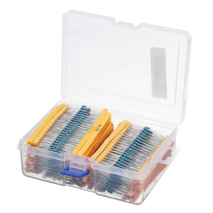 2600pcs 1/4W 1 Tolerance 130 Values Metal Film Resistors Assortment Kit Set 1R ohm-3M ohm for DIY Pr