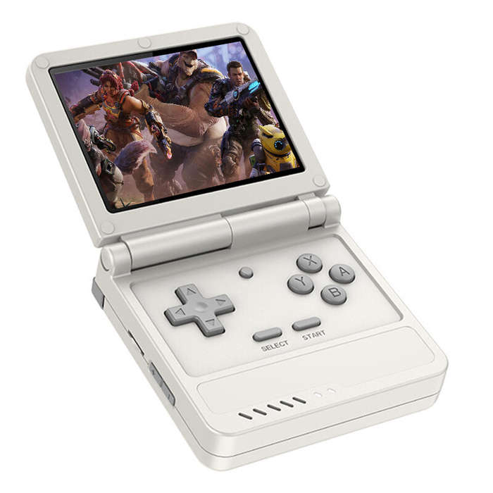 Red - Powkiddy V90S 64G Retro Flip Handheld Game Console 3.5 Inch IPS 8000+ Games 3000mAh Foldable O