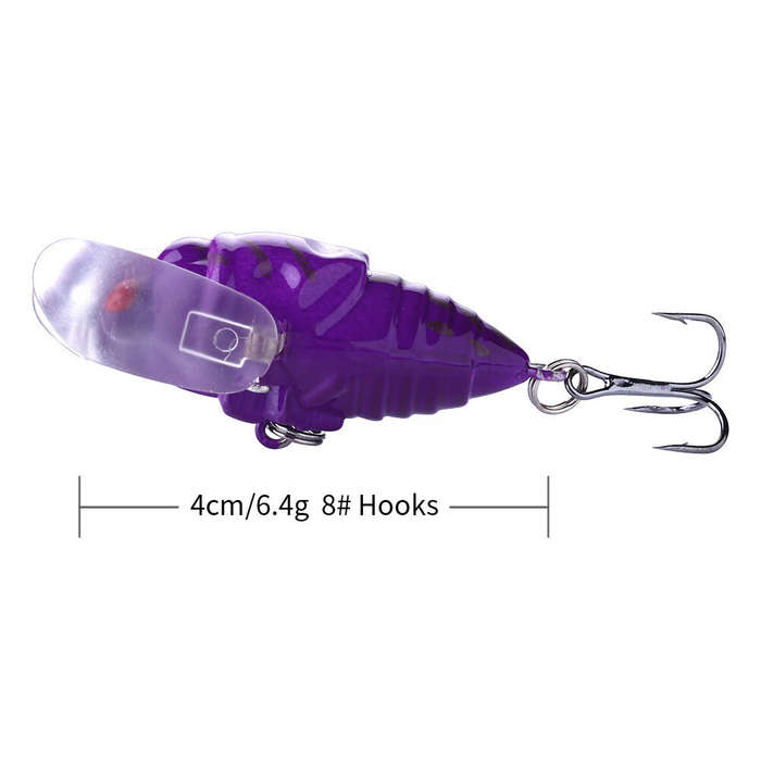 8Pcs - ZANLURE 8PCS Perch Insect Fishing Lures 6.4g 4cm Treble Barb Hooks Artificial Bait for Fishin