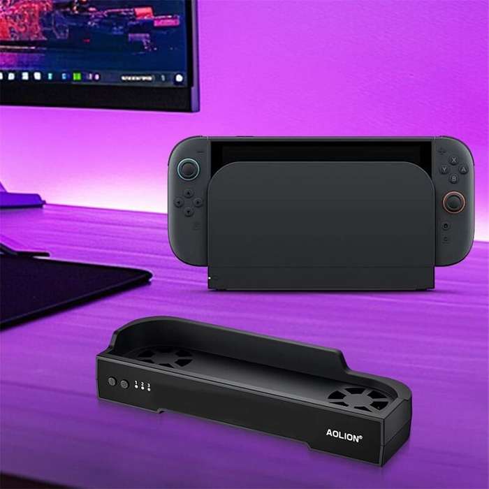 Black - For Switch2 Series Gaming Console Cooling Fan Base RGB Wall Mounted Heat Dissipation Bracket