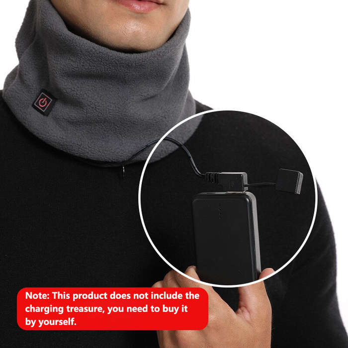 Black - TENGOO 3 Gears Electric Heating Scarf Adjustable Intelligent Winter USB Rechargeable Neck Co