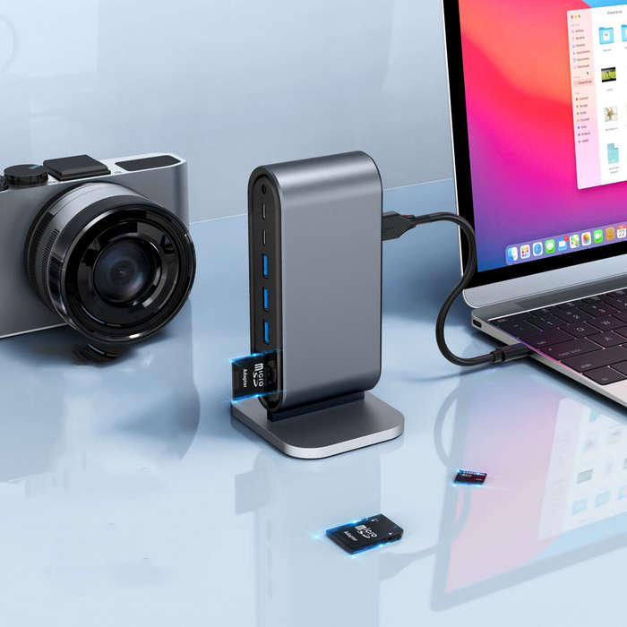 13 In 1 USB-C Hub Docking Station Adapter with 1 * USB 3.0/3 * USB 2.0/100W Type-C PD/3 * Type-C/4K