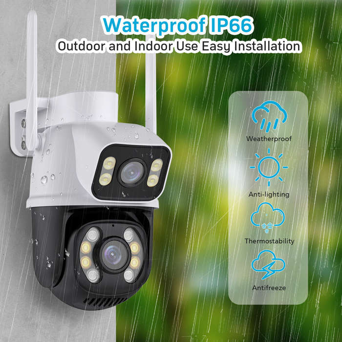 Black/White - 3MP+3MP WiFi IP Camera 4K 6MP Wireless Security Surveillance Cameras NETIP Onvif Human