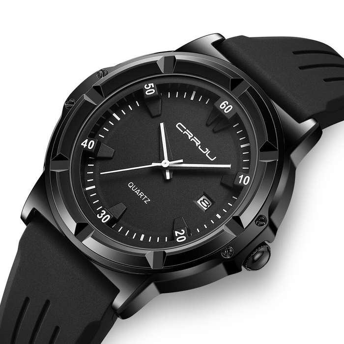 Black white - CRRJU Men's Sports Quartz Watches Waterproof Date Business Casual Wristwatch