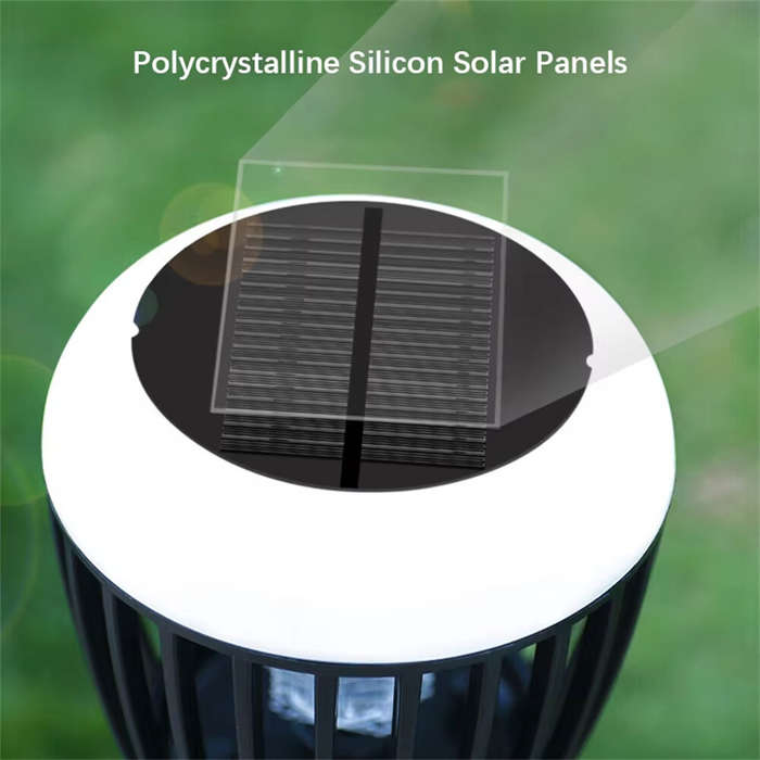 Black - LED Solar Mosquito Killer Lawn Light Waterproof Outdoor Bug Zapper with UV Light 3 Modes Saf