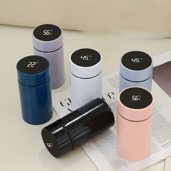 Black - 200ML Temperature Display Mini Thermos Water Bottle Smart Stainless Steel Thermos Digital Di