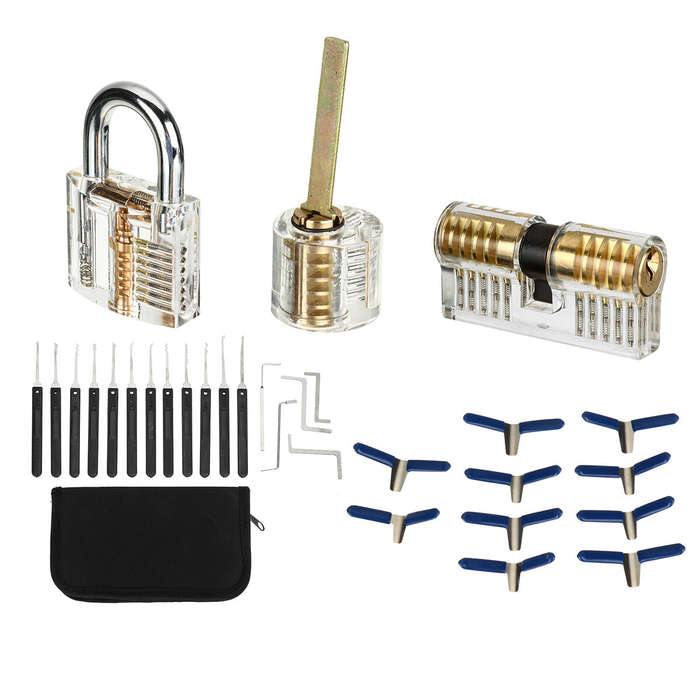 42PCS Stainless Steel Opening Padlock Matching 3 Transparent Practice Locks Quick Opening Padlock Se