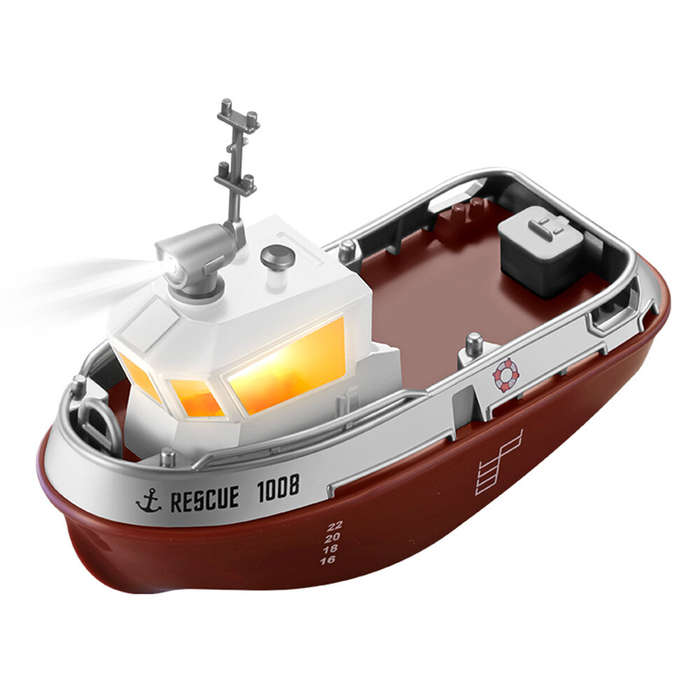 One Battery - S820 1/32 2.4G Mini RC Boat LED Light Dual Motor Waterproof Remote Control Rescue 1008