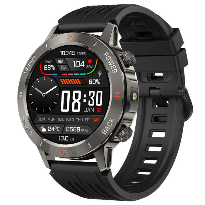 Silver - SENBONO S81PRO 1.39-inch HD Screen Built-in Flashlight bluetooth Call Heart Rate Blood Pres