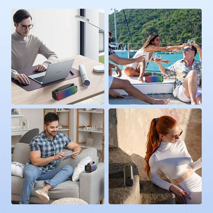 SOUNARC P3 16W bluetooth Speaker Portable Speaker Stereo Subwoofer Bass RGB Light Outdoors Wireless