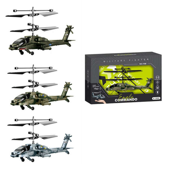 Camouflage Green - 2CH Flying Helicopter Toys USB Rechargeable Induction Hover Helicopter With Remot