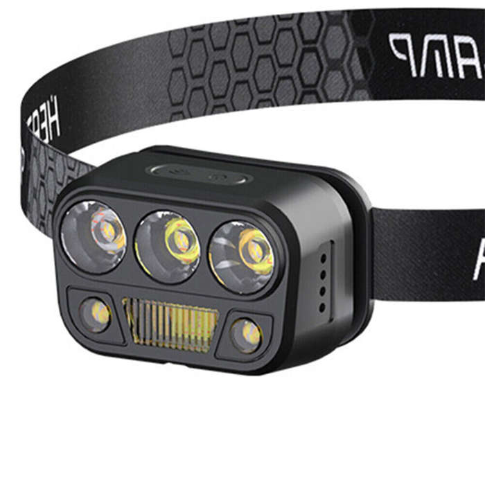 Black - Bikight Smart Body Motion Sensor Portable Mini LED Headlamp USB Rechargeable Outdoor Camping