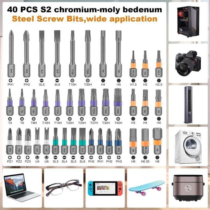 Yellow - Versatile 42 Piece Magnetic Screwdriver Kit with Reliable Detachable Handle for Home Office