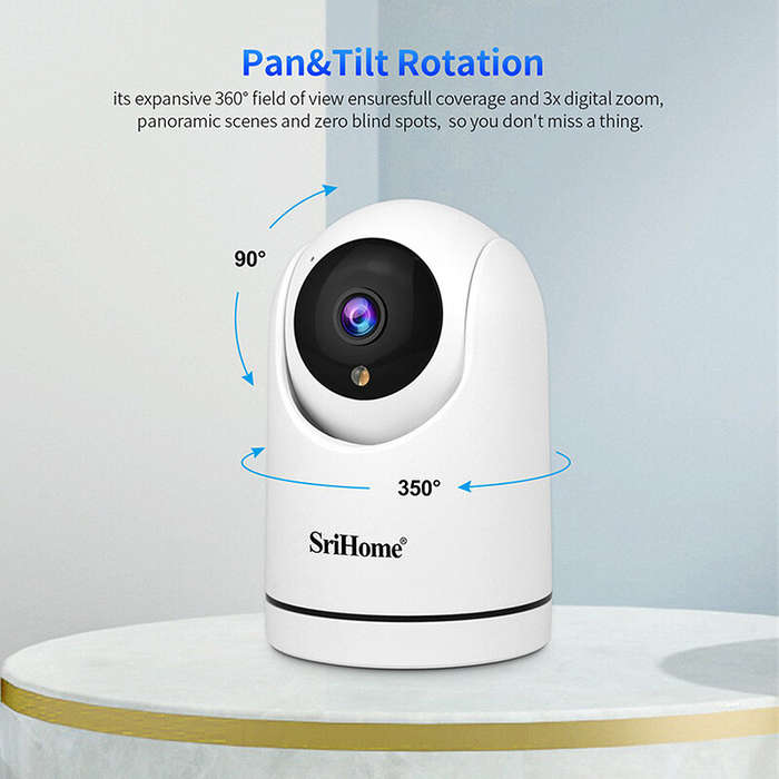 EU Plug - Srihome SH042 1080P Smart Mini WiFi IP Camera 2MP PTZ Color Night Vision Human Detection T