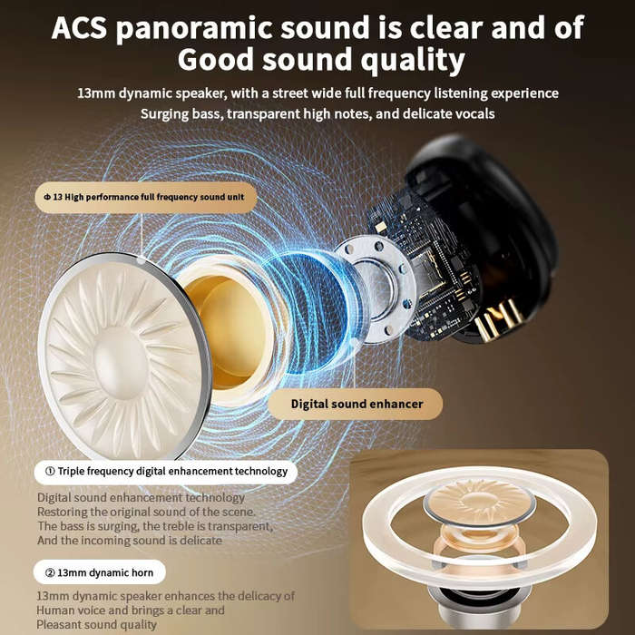 Black - Lenovo TC3403 TWS Earbuds Wireless bluetooth Earphone 13mm Dynamic 3D Surround Sound Call No