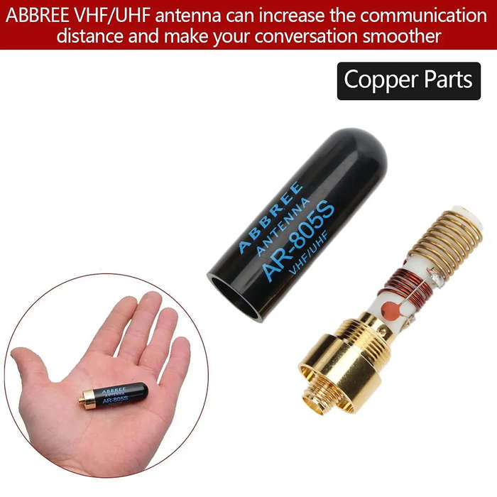 50mm - ABBREE AR-805S Dual Band Antenna 144MHz 430MHz 10W SMA-Female Connector High Gain Compact Des