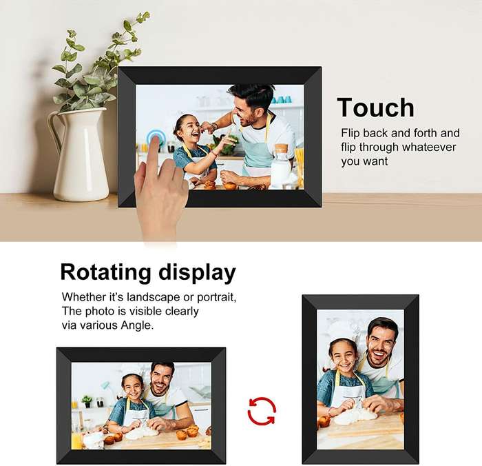 White - Frameo 10.1 Inch Smart WiFi Digital Photo Frame 1280x800 IPS LCD Touch Screen Auto-Rotate Po