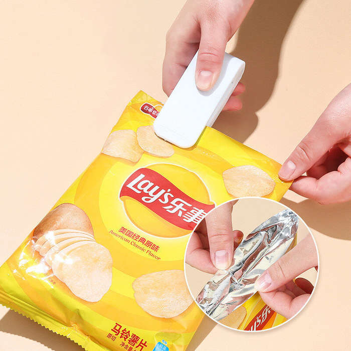 White - Portable Bag Heat Sealer Plastic Package Storage Bag White Mini Home Sealing Clip Food Snack