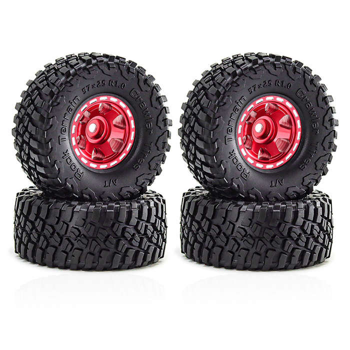 Brown - 4PCS 1.0 Inch Aluminum Alloy Blade Wheels Gravel Tires Spare Parts for SCX24 FMS24 TRX4M RC