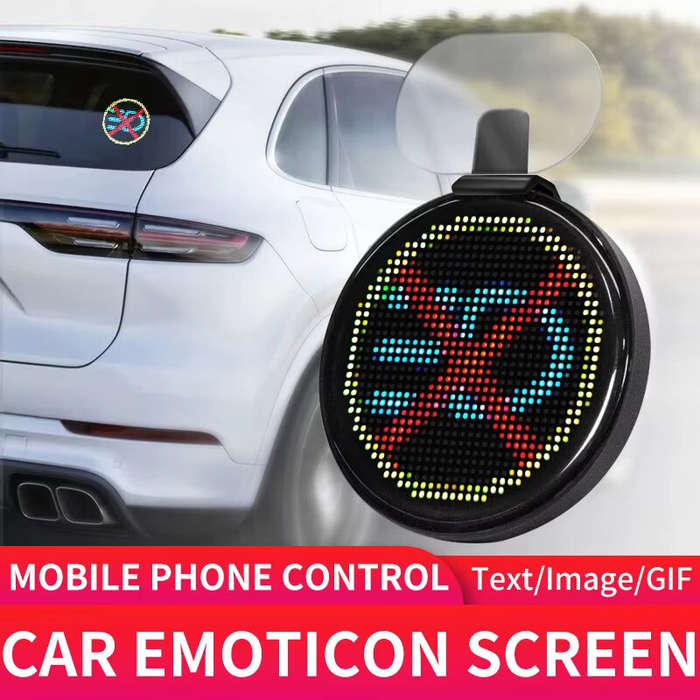 Black - Car LED Display bluetooth + Remote Control Car Rear Window Custom Personality Pixel Expressi