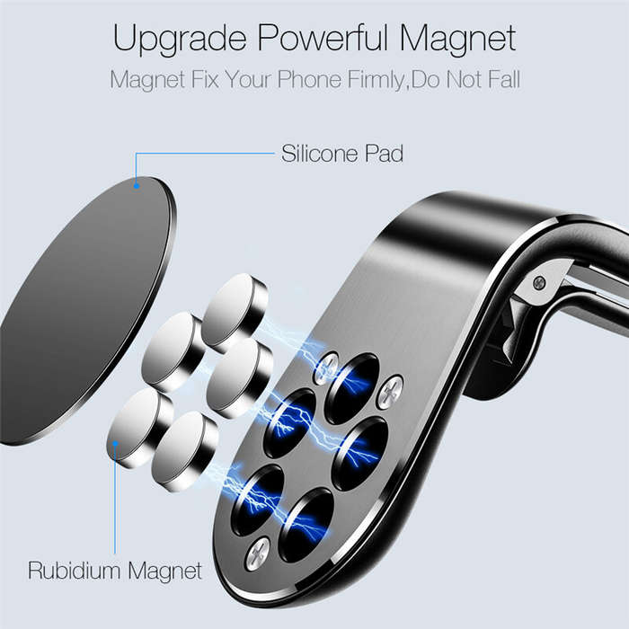 Black - Magnetic Car Phone Holder Stand 360 Metal Air Vent Magnetic Holder for iPhone 14 13 for Sams