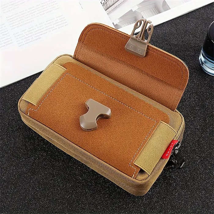 Khaki - Outdoor 6.5'' Phone Canvas Men Waist Bag Large Capacity Small Portable Coin Key Storage Belt