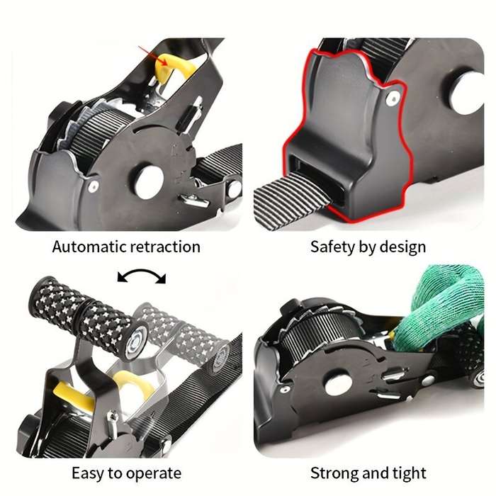 White - Automatic Retractable Stretch Wrapping Straps Polyester Rust-Resistant Tensioner 3.3m 680KG