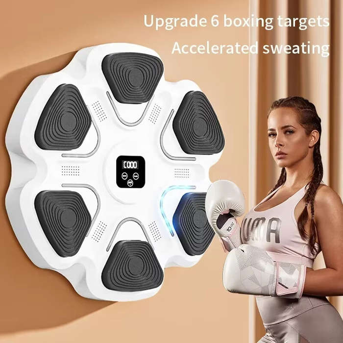 Black - KALOAD Musical Boxing Sandbag Wall-mounted 6 Targets Smart LED Luminous Boxing Machine Adult