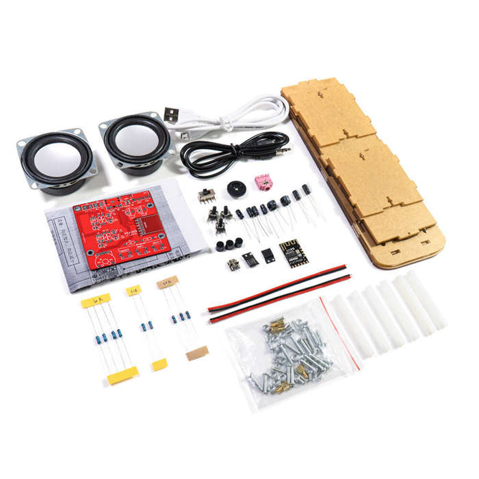 With Shell - DIY bluetooth Speaker Kit USB Mini Home Stereo Sound Amplifier Electronic Project for S