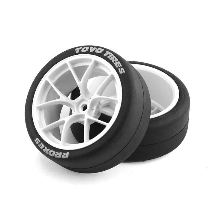 White - RC Rally Drift Tires On Road Racing Car Wheels Tyre for 1:10 Tamiya HSP HPI Kyosho TT01 TT02