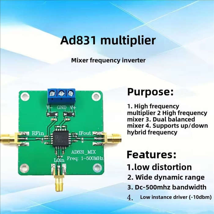 Green - AD831 RF Mixer Module DC-500MHz Frequency High Performance 5V Power Supply Integrated Low In