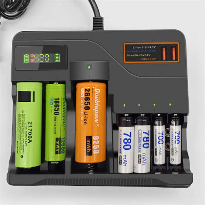 EU Plug - MS-889 Lithium Battery Multi-slot Charger 110-220V AA Battery 3.7V Lithium Battery 9V NiMH