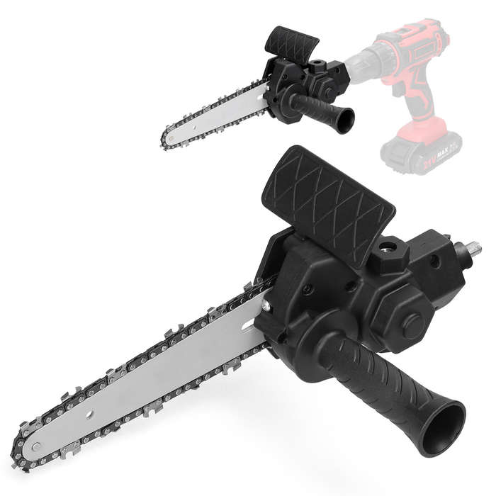 Black - 6 Inch Portable Electric Chainsaw Conversion Head Kits Electric Drill to Electric Chain Saw