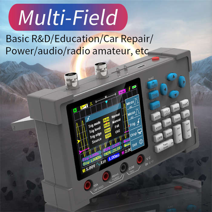 3 in1 Digital Oscilloscope Multimeter Signal Generator 120MHz IPS Display Dual Channel FFT Zoom Mode
