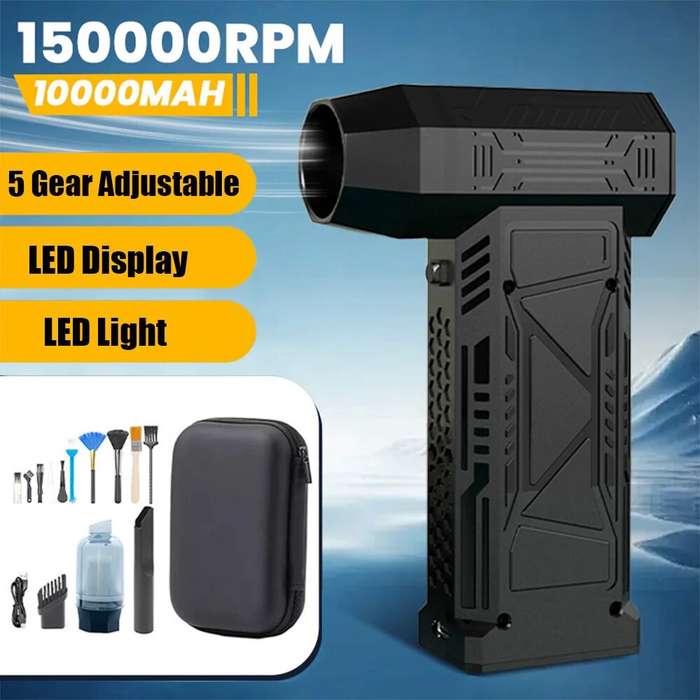 Black - 150,000 RPM Multifunctional Mini Turbo Blower 5 Speed Gear LED Display Air Blower Handheld C