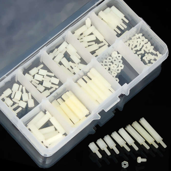 Suleve M2NH2 M2 Nylon Screw White Hex Screw Nut Nylon PCB Standoff Assortment Kit 140Pcs