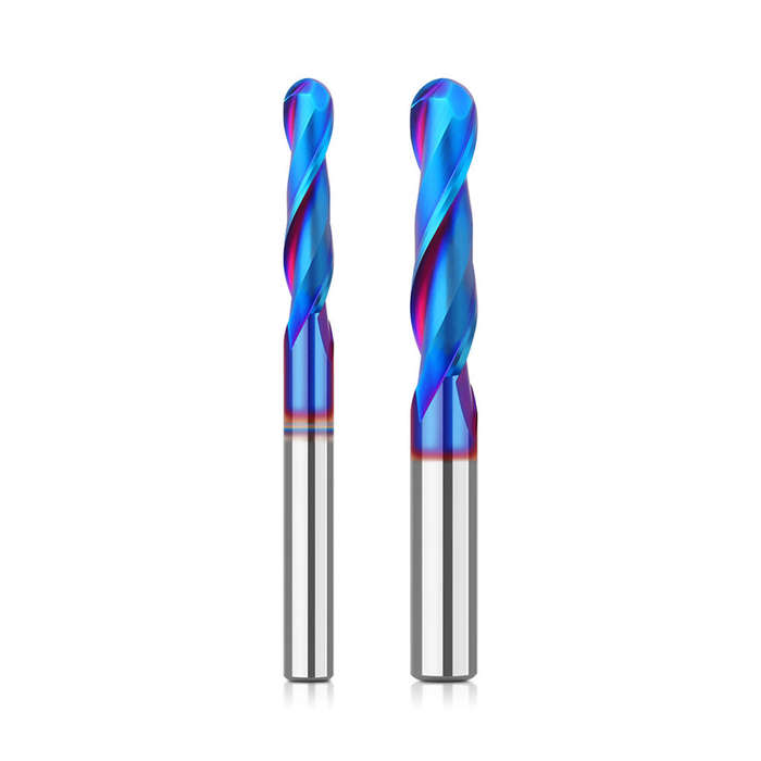 1/4 Inch / 6.35mm - 1/4 Inch/6.35mm 8mm Shank Spiral Up Cut Ball Nose End Mill Router Bit with Nano