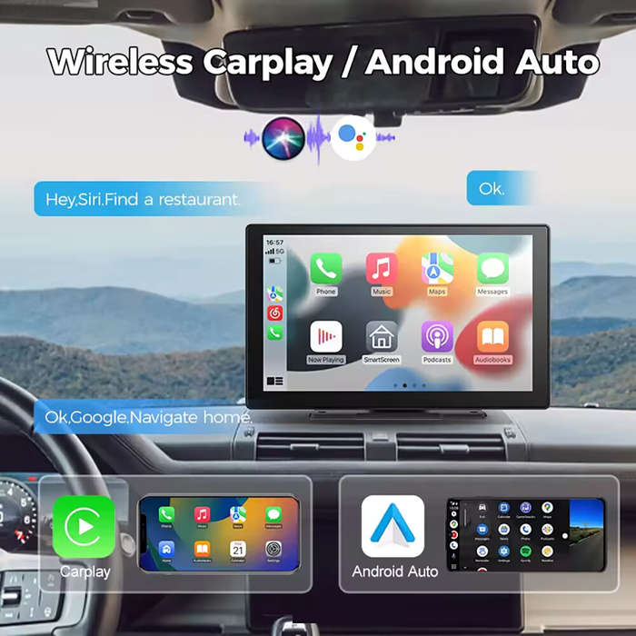 YUEHOO 9" Portable Car MP5 Player Wireless CarPlay android auto Screen Wireless Smart Screen For Cen