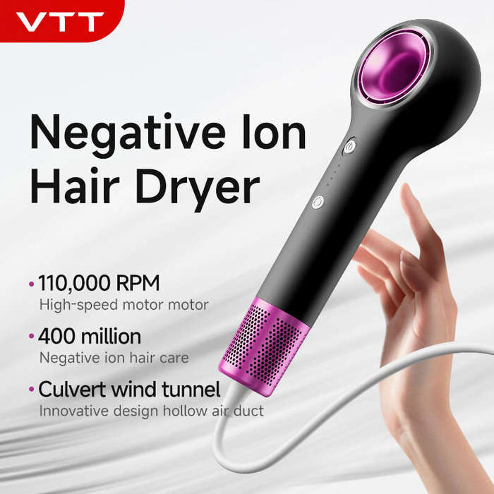 White - VTT D5 1200W Professional Hair Dryer Fast Drying 400 Million Negative Ion Salon Hairstyle 11