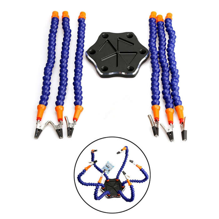 Purple - 6-Jaw Multi-Weld Bracket Arm Repair Fixture with 7-Piece Flexible Arm with USB Fan for Mode