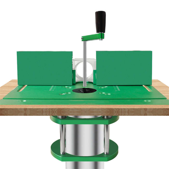 Green - Aluminum Alloy Router Lift Kit Router Table Inset Plate 240x200mm Manual Lifting for 65mm Mo