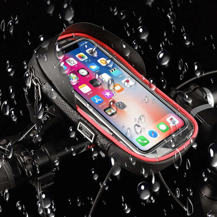 #A - Waterproof Bike Bag Security 360 Rotation Touch Screen Bicycle Frame Phone Bag for Cycling
