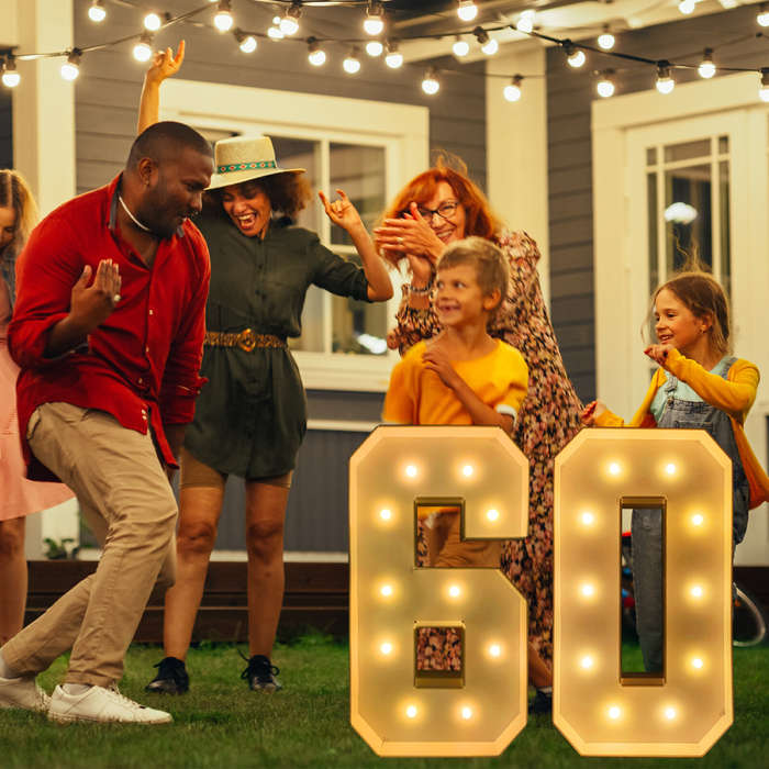 #2 - Unique 2.3ft Giant Balloon Frame Marquee Light Up Numbers with Extra Warm Light Bulb for Uninte