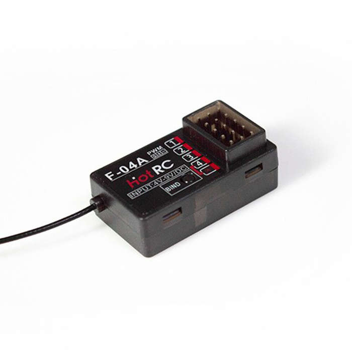 1 PC - HOTRC F-04A 2.4GHz 4CH PWM Receiver Compatible with HT-5A HT-6A HT-8A HT-10 DS600 DS800 DS-4A